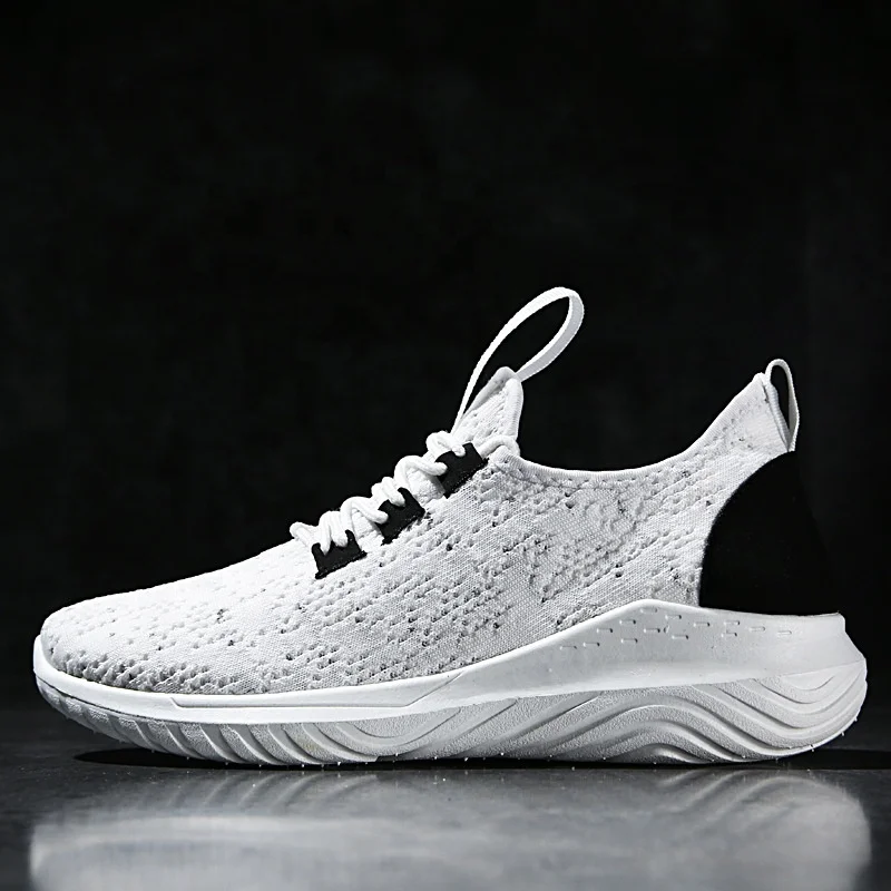 

Spring new flying woven sports shoes trend leisure shoes sports wind running men's shoes, Black