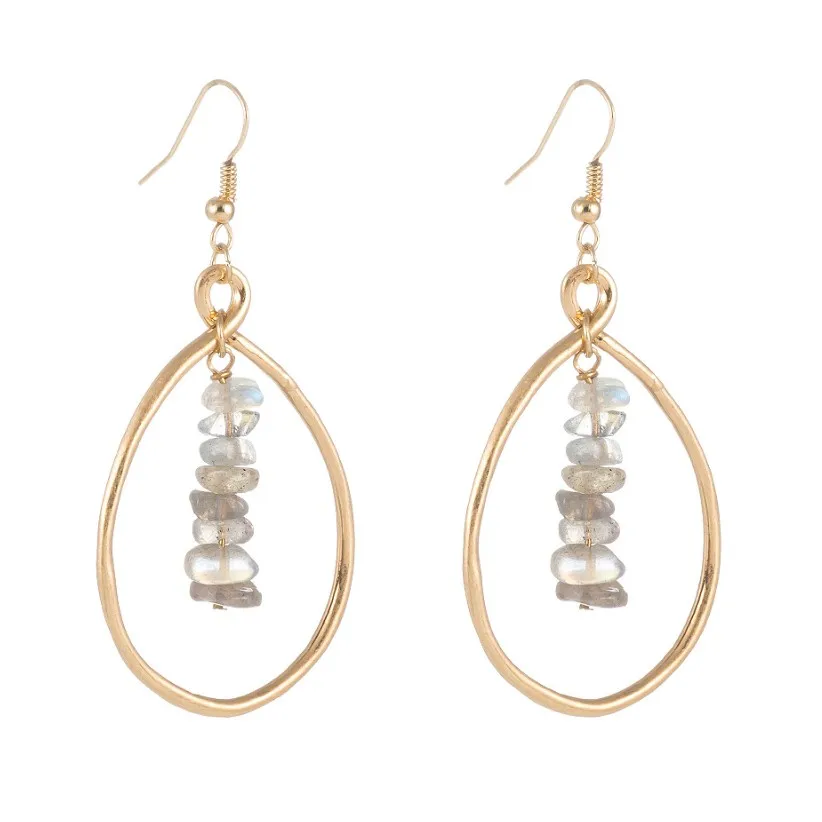 

Handmade DIY Natural Clear Stone Gem Dangle Earrings Women Girl Lady Jewelry