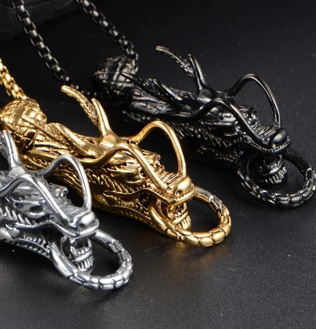 

Necklace Fashion Dragon Chain Stainless Steel Necklace Dragon Necklace Jewelry, Gold/silver /black
