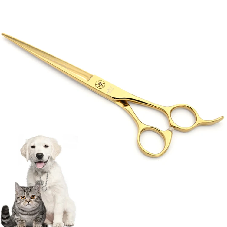 

China Manufacturer Stainless Steel Dog Products Barber Grooming Fancy Pet Scissors, Gold