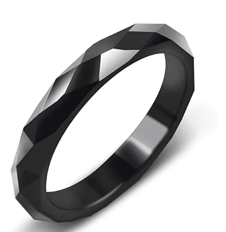 

6T/10T Faceted Hematite Stone Rings for Women Men,Non-magnetic Stone Hematite Rings That Absorb Negative Energy, Black color