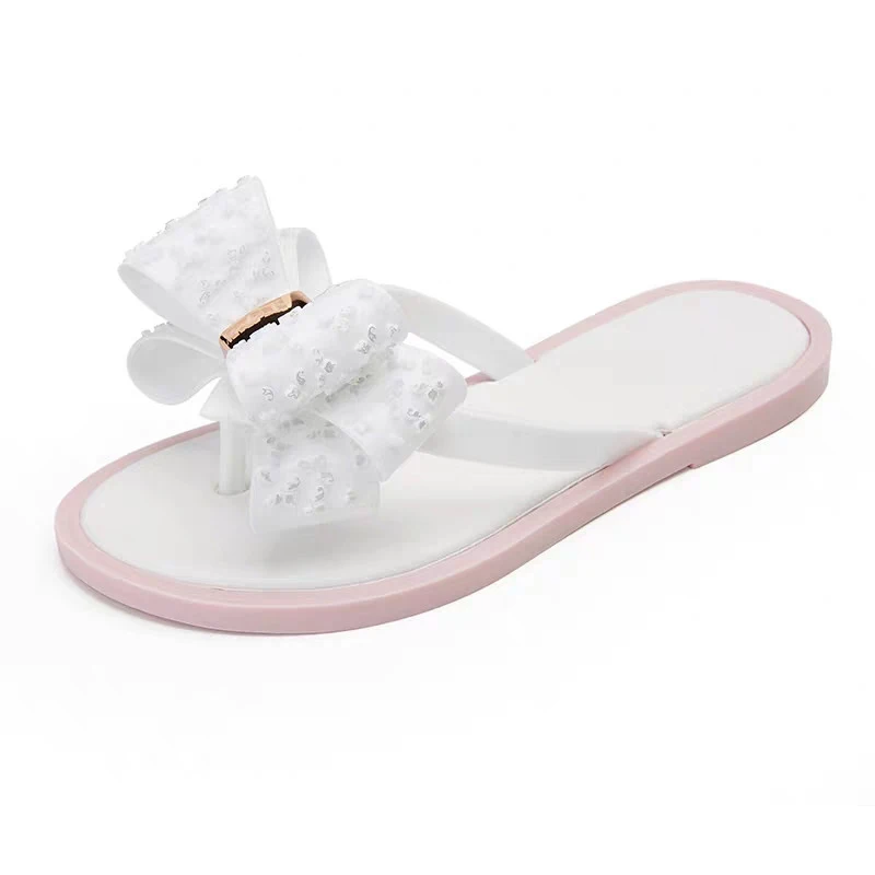

2021 Hot sale new design sandals women jelly shoes bow beach slippers ladies bowknot pink flip flops