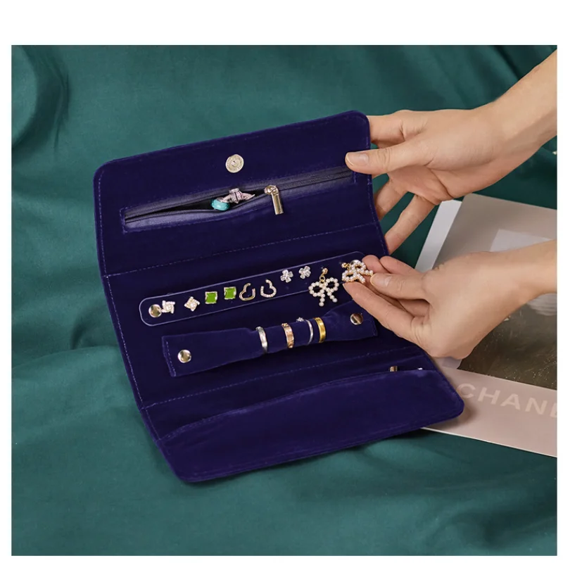 

fashion Jewelry Organizer Roll New Design Folding Jewelry Collection Roll Case Storage Bag