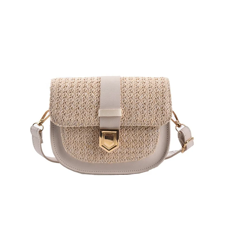 

2023 New Fashion Simple One Shoulder Crossbody Bag Fresh Braided Small Bag PU Diagonal Saddle Bag