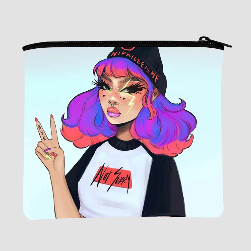 

2021 custom cosmetic cases wallet makeup bag Black Art African Girl purse manufacturer wholesale fashion for ladies men tote bag