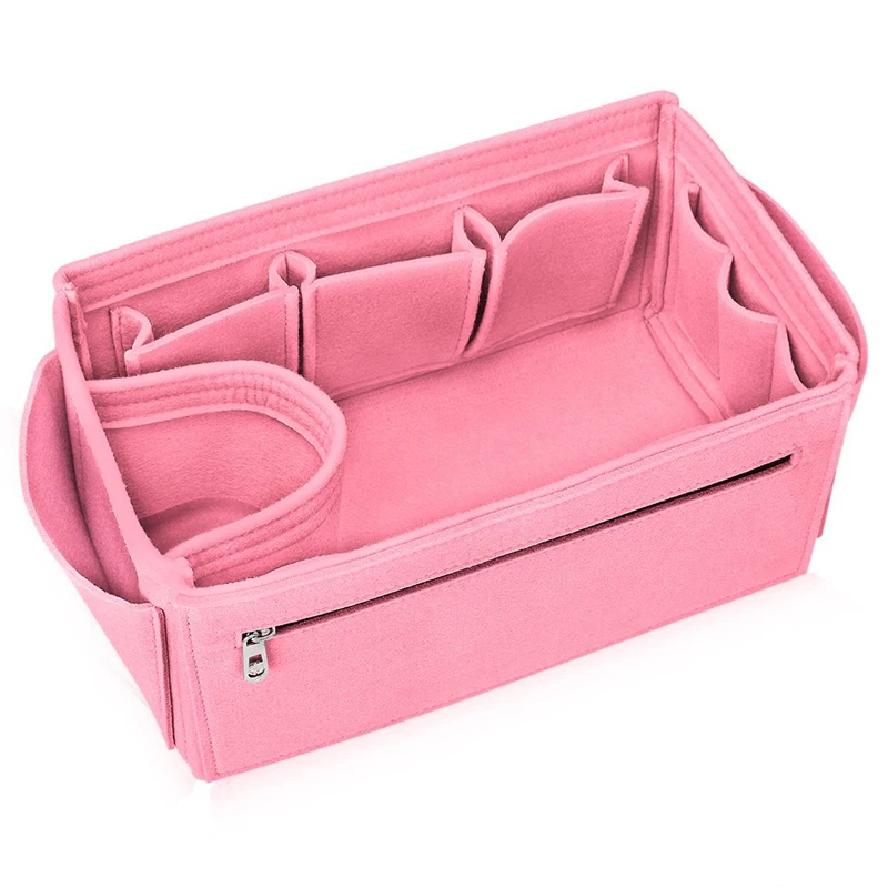 

Fashion Felt Makeup Bag Organizer Felt Cosmetic Bag Organizer Insert bag, Red