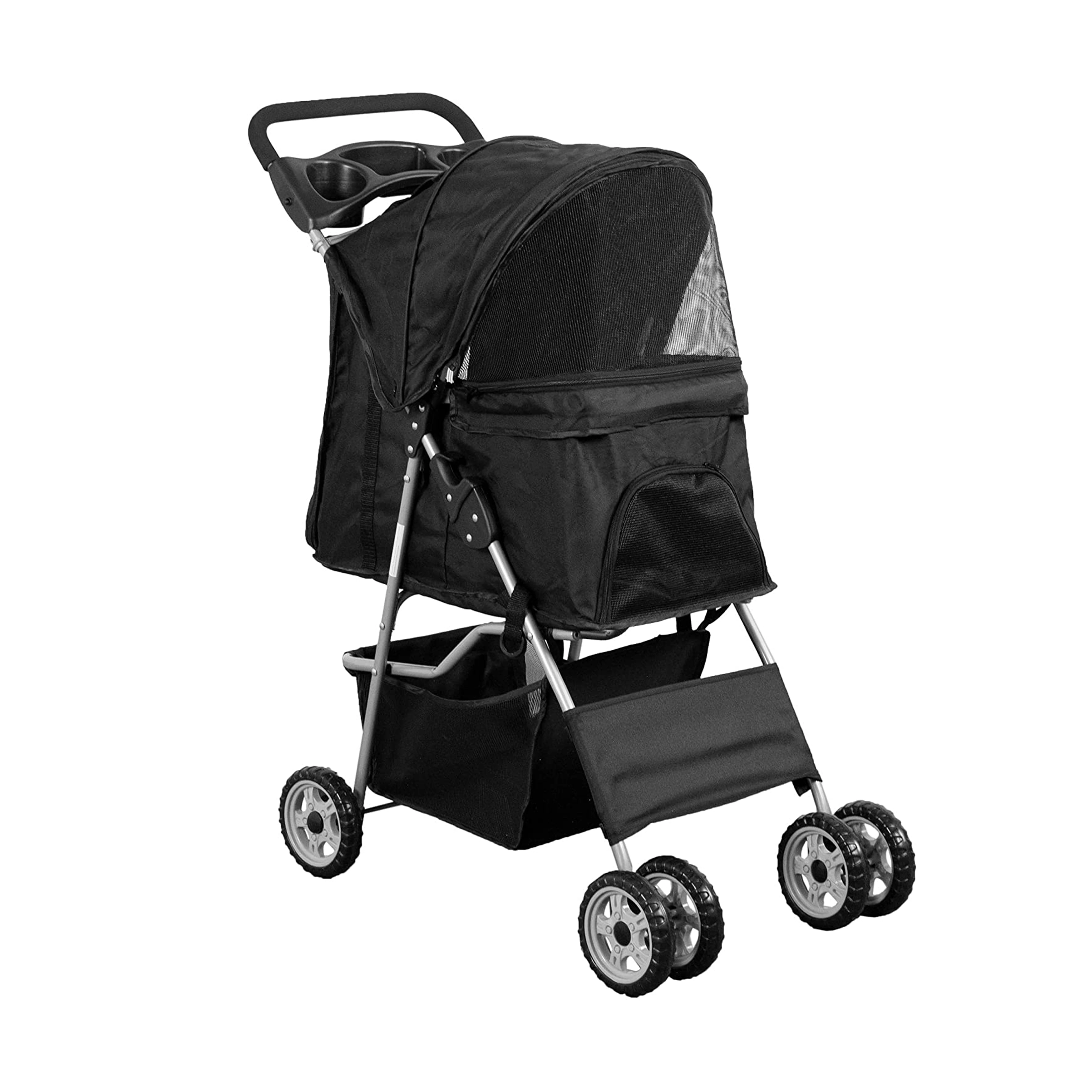 

Eco-Friendly Black Metal travel twin pet stroller trolley