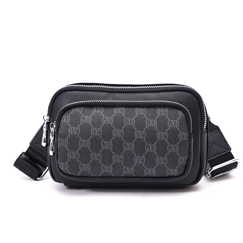 

2021 Fashion New Small Bag Trend Street Leather Clutch Shoulder Bag men, Black