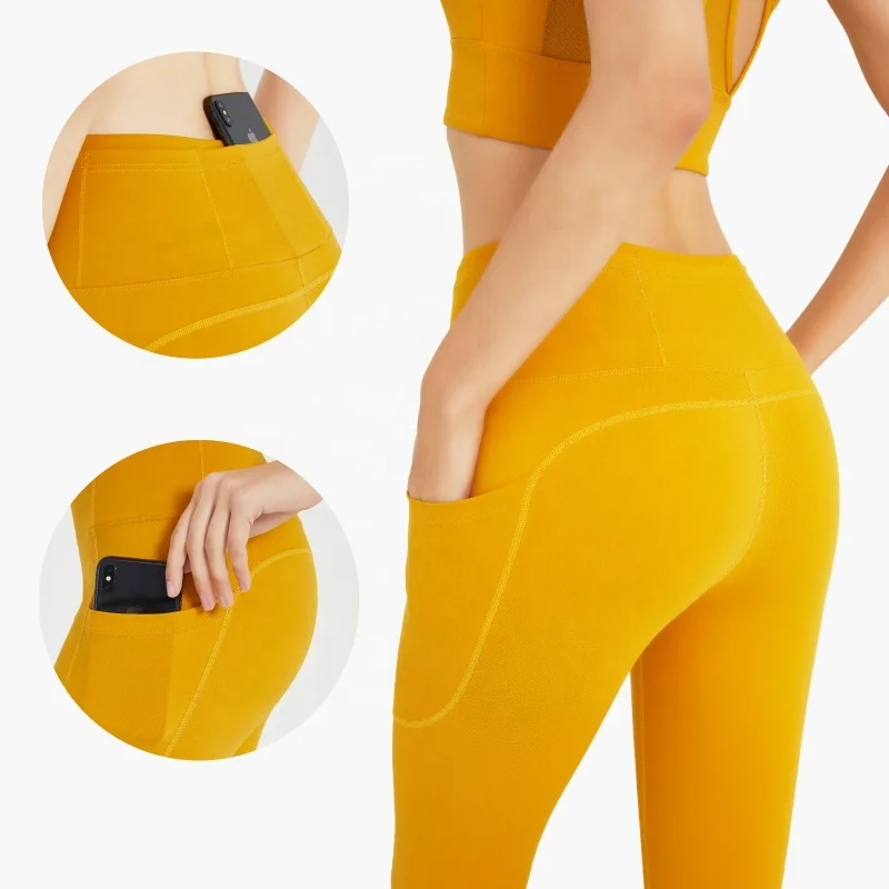 

Women yoga leggings pocket yoga pants fitness with two sides pockets