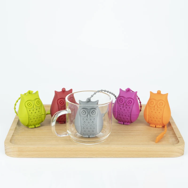 

Wholesale Chinese reusable mini animal shaped Cute baby Owl shape silicone loose leaf tea ball infuser strainer, Available for panton colores