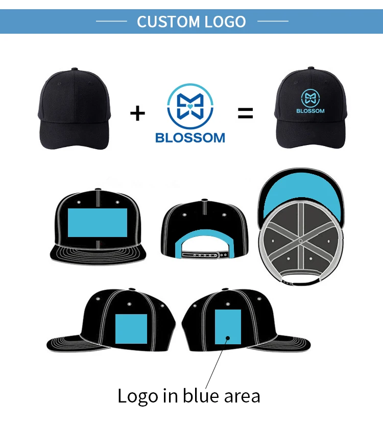 Customize High Quality 6 Panel Blank Snapback Hats Wholesale Cap