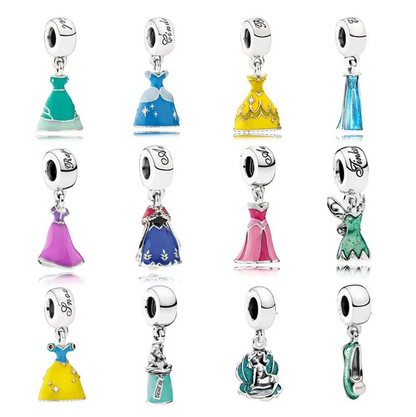 Princess Dress Charms With Colorful Enamel Disney Fits For Pandora ...