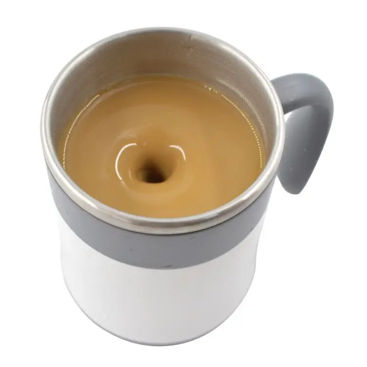 

370ml Self Stirring Coffee Mug- Intelligent Automatic Temperature Control Waterproof Hot Energy Stirring Innovative Coffee Cup, White +grey