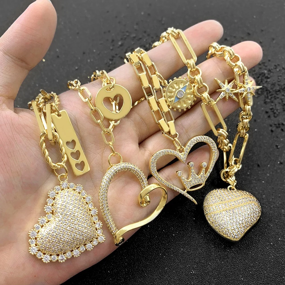 

Bling Rhinestone Diamond 18K Gold Plated Jewelry Charm Heart Pendant Necklaces