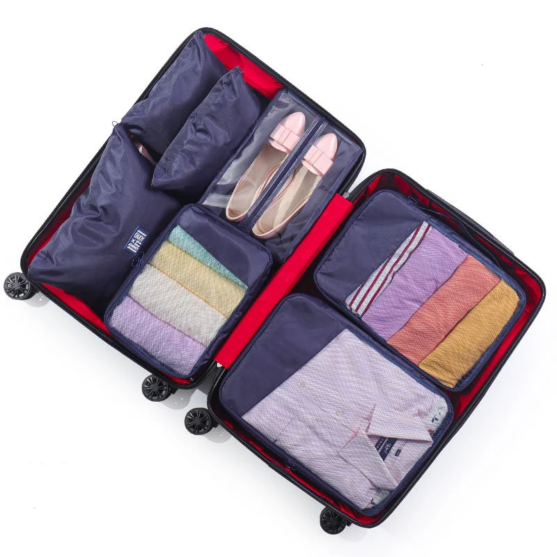 

Custom Hot Selling Cubes Pouches Travel Bag organizer set 7 piece Folding Travel Bag Set