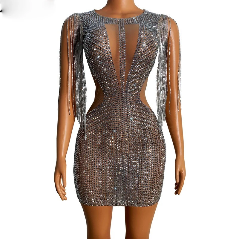 

Women clothing Wholesale Luxury V neck sequined mini casual dress party wear evening dresses