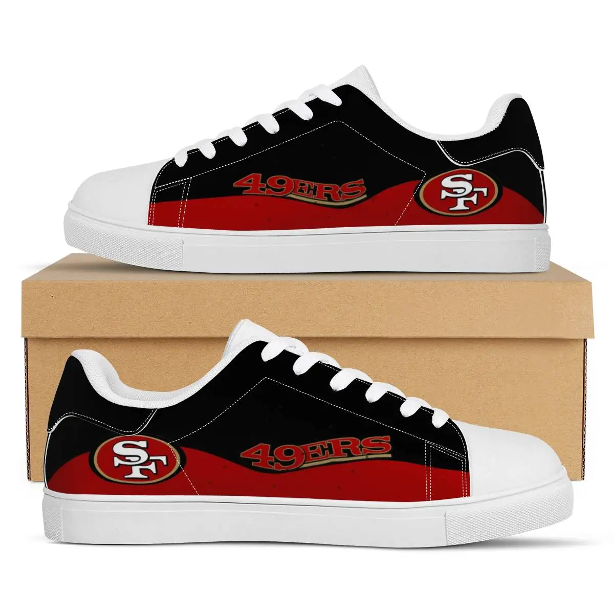 

2021 NFL Team 49ers Wholesale Shoes Casual Custom football fans sneakers Team Logo Soccer Sports Ads Shoes