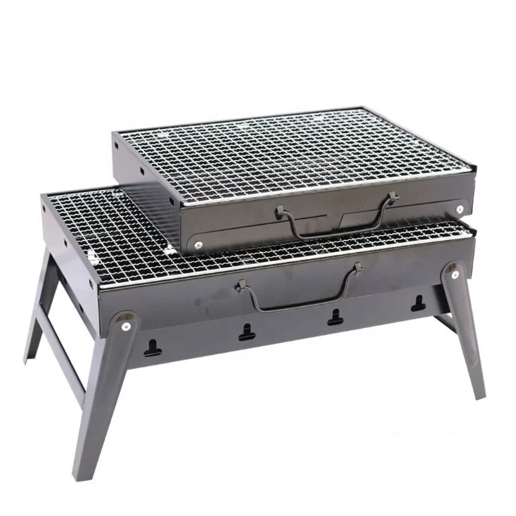

Fashion Portable Charcoal BBQ Grill Folding Kabob Grill Premium Iron Camping Grill for Outdoor Cooking Camping Hiking, Black
