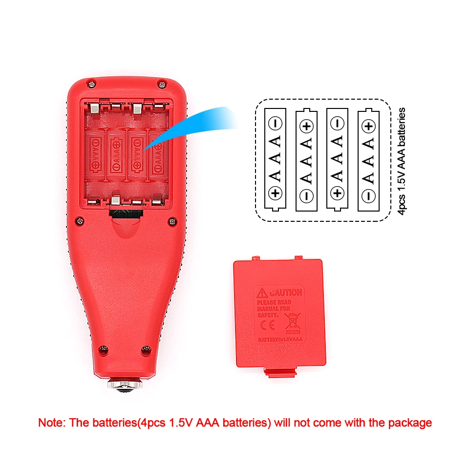 
TC200 red Coating Thickness Gauge 0.1 micron/0-1500 Car Paint Film Thickness Tester Measuring FE/NFE Russian Manual Paint Tool 