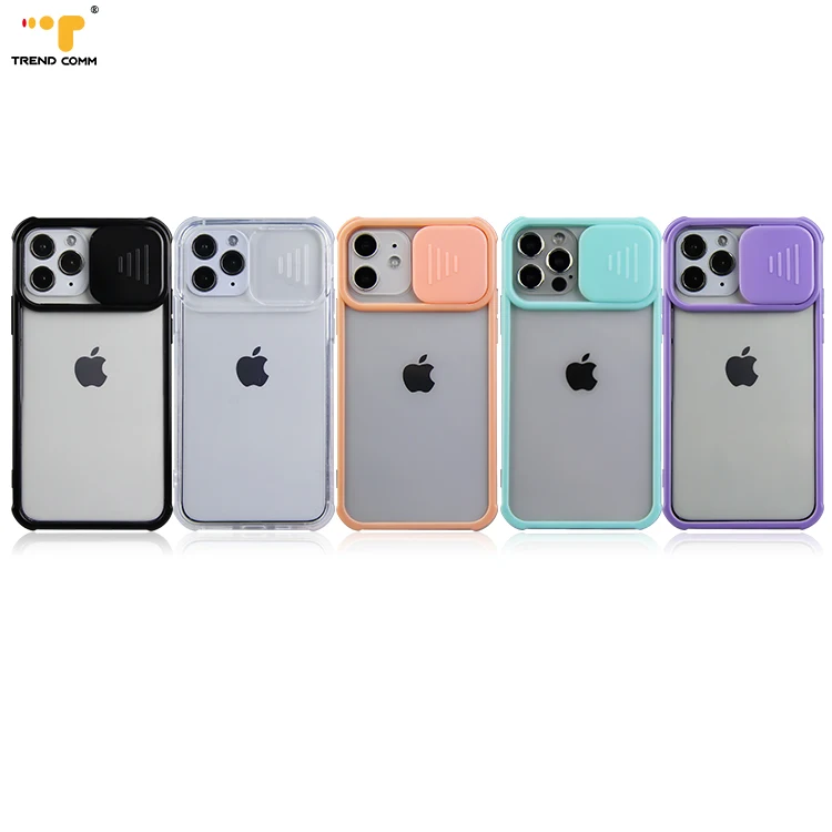 

Anti Shock Clear Phone Cases New Bumper Acrylic Slide Camera Case For iPhone 12