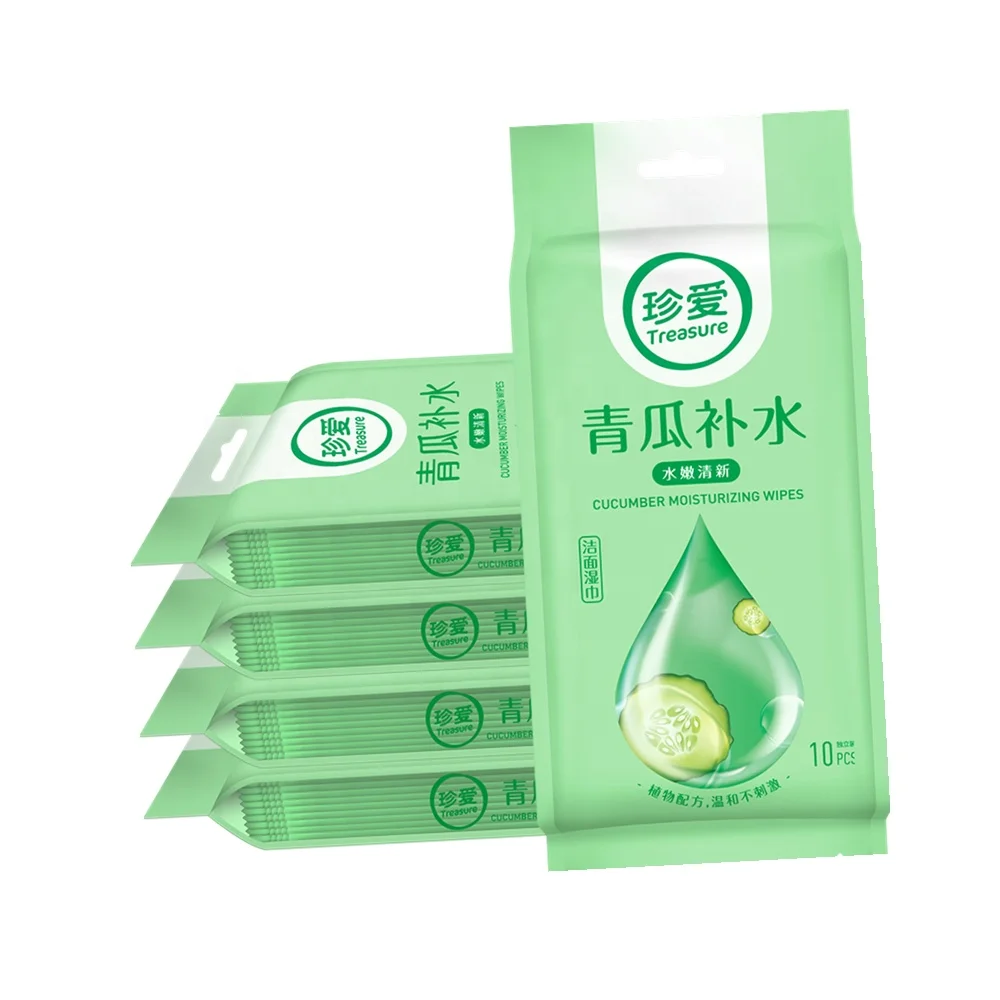 

10PCS Wet Wipes Single Alcohol Free Towelette Hands and Face Wipes