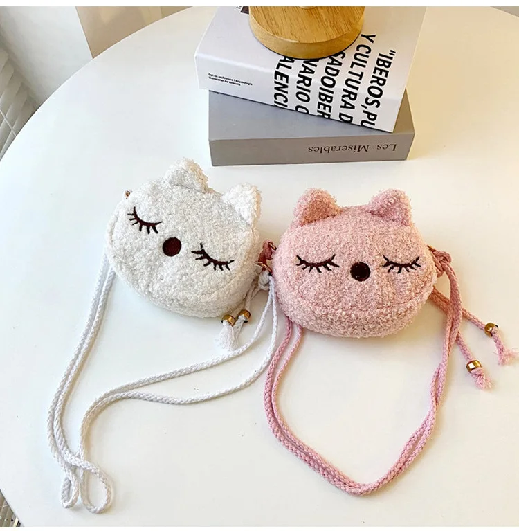 

Hot sale cartoon rabbit mobile phone bag plush animal cute messenger bags for girls