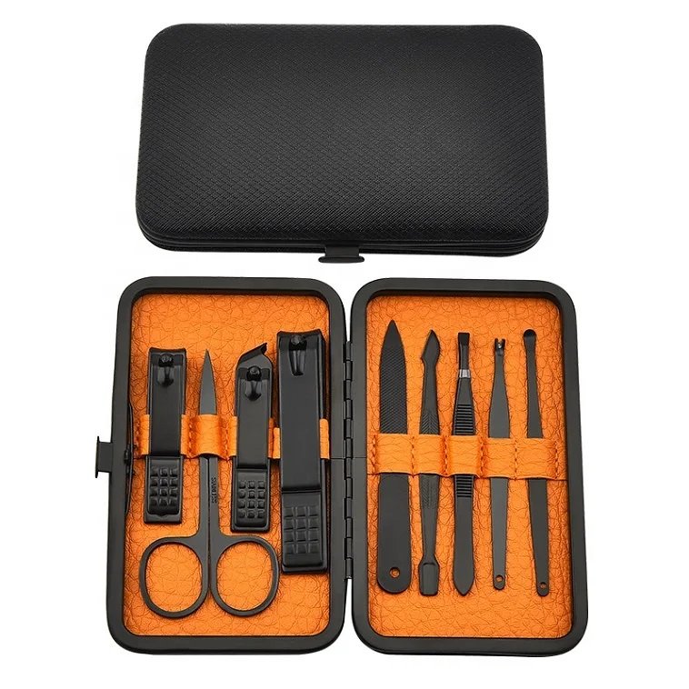 

Yellow 9 pieces Manicure Set Stainless Steel Portable Travel Manicure Grooming Kit 9Pcs Nail Clipper Set Nail tool kit for Women, According to options