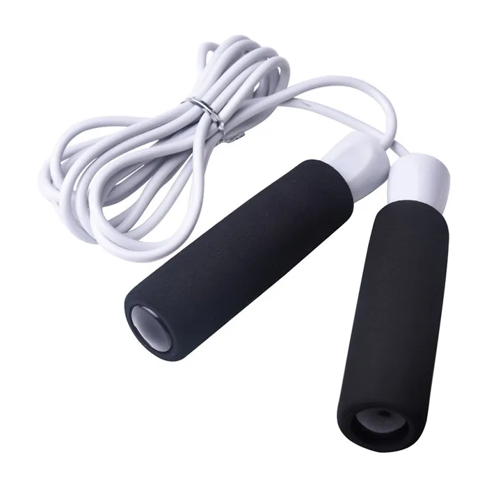 

Wooden handle adjustable cotton jump rope home exercise equipment jump rope, Black+white
