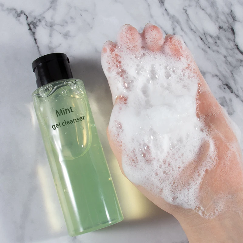 

100ml Mint Acne Treatment Herbal Foam Wash Cleanser Face Wash Gel Rich Bubbles Deep Cleansing Facial Cleanser Moisturizing, Green