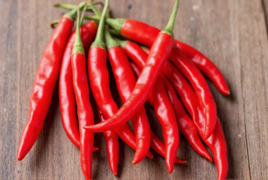 Close-up of dried red cayenne peppers hanging in a kitchen