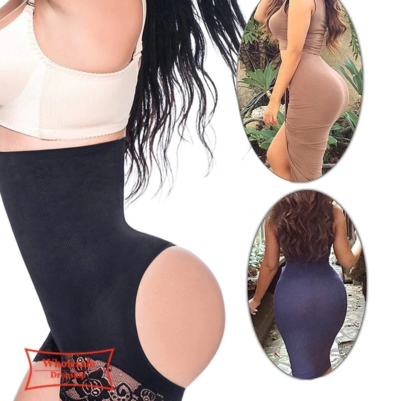 

New Shapewear Women Butt Lifter Panties High Waist Trainer Sexy Circle Open Invisible Tummy Control Booty Lift Panty Body Shaper, Black white