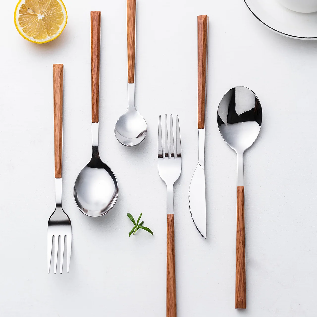 

MONAZONE stainless steel fork knife Spoon with wooden handle