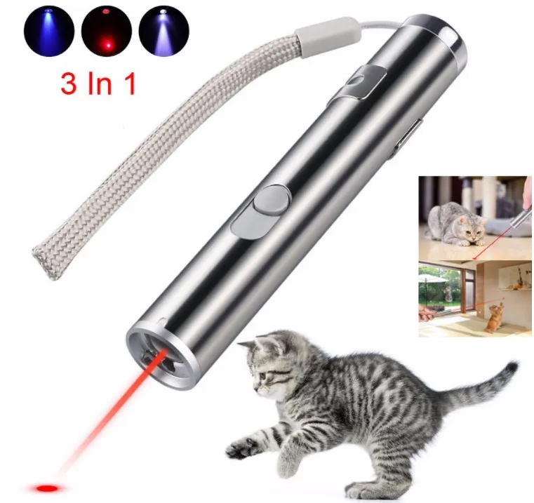 

3 in 1 USB rechargeable cat laser toy Mini red laser pointer