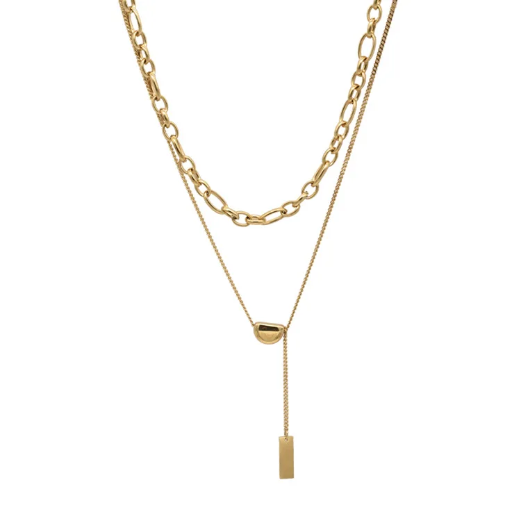 

Sandro French retro double layered metal chain necklace female Korean simple and versatile temperament necklace