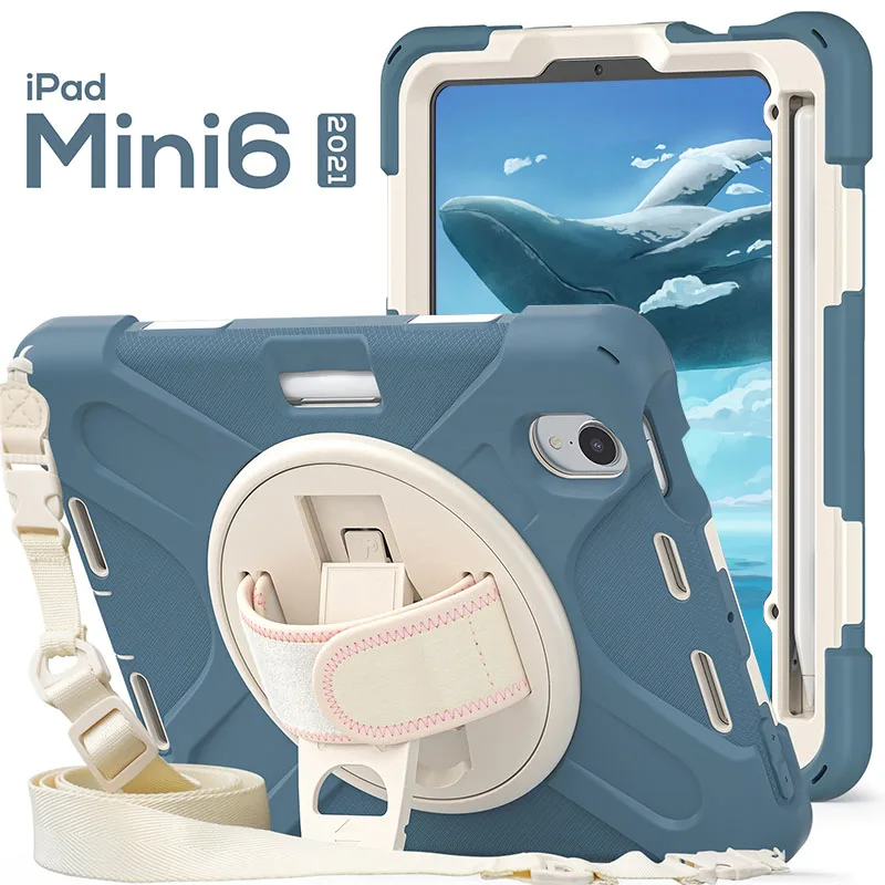 

Stand Case For New iPad 9.7 2017/2018 Tablet PC+Silicone Protective Tablet Case For iPad With Hanging Rope, Multi colors