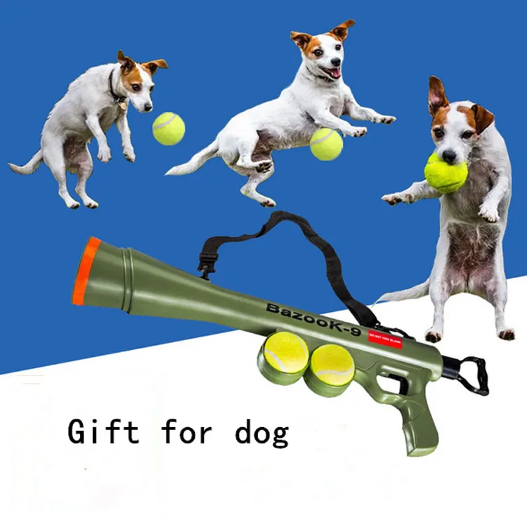 Dog Tennis Ball Launching Gun Pet Training Toy Flying Discs Remote