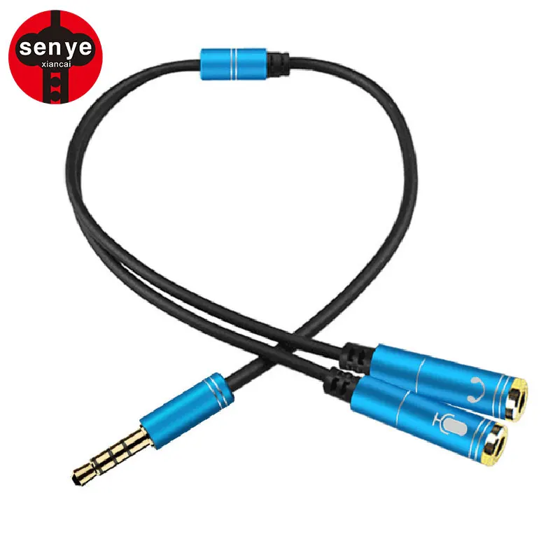 

3.5mm Jack AUX cable Headphone 1 Female to 2 Male Stereo Audio Y Splitter Cable, Black/blue/sliver
