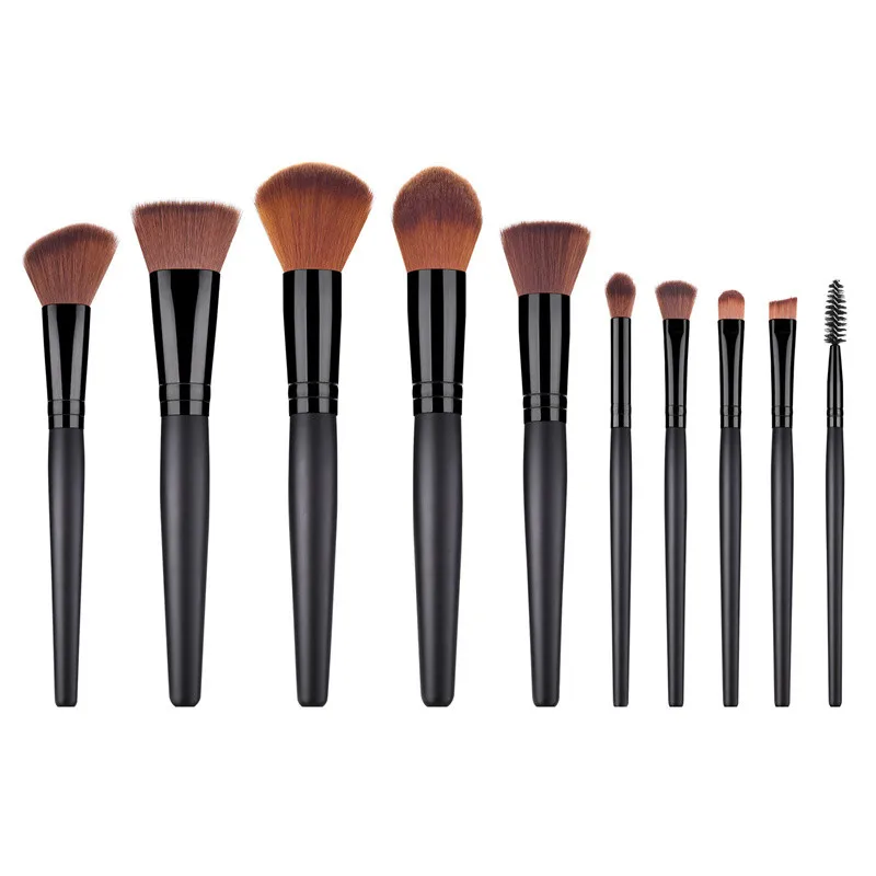 

Super soft ZNYBEAUTY 10pcs makeup brush set with black wooden handle high quality wholesale price beauty makeup tools