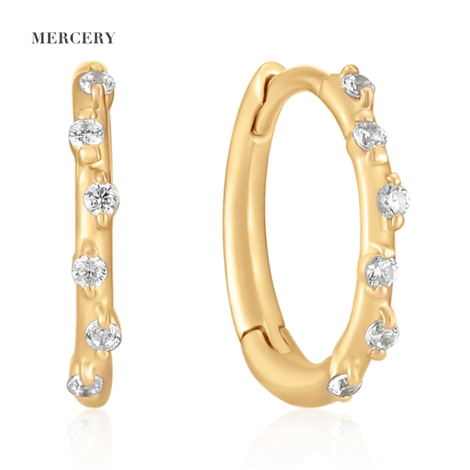 

Mercery Western Earrings Luxury Jewelry 14k Solid Gold Full Natural Diamond Mini Hoop Earrings For Women Jewelry Huggie Earrings