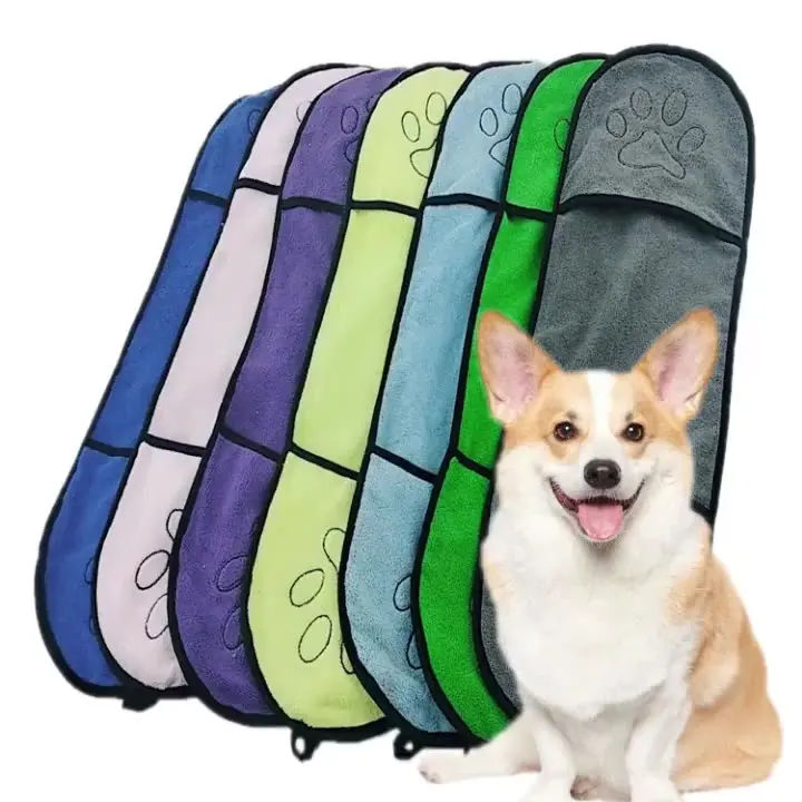 

Wholesale pet super absorbent bath towel microfiber dog bath towel, Blue,brown