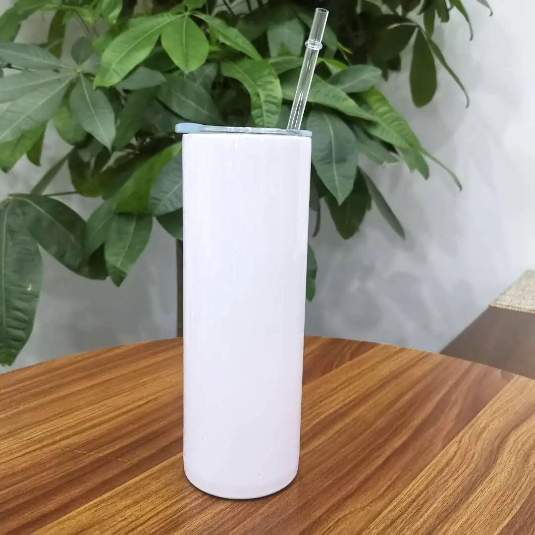 

RTS USA 20oz stainless steel sublimation straight skinny tumbler vacuum vacuum white blank sublimation tumblers with straw lid, Sublimation white