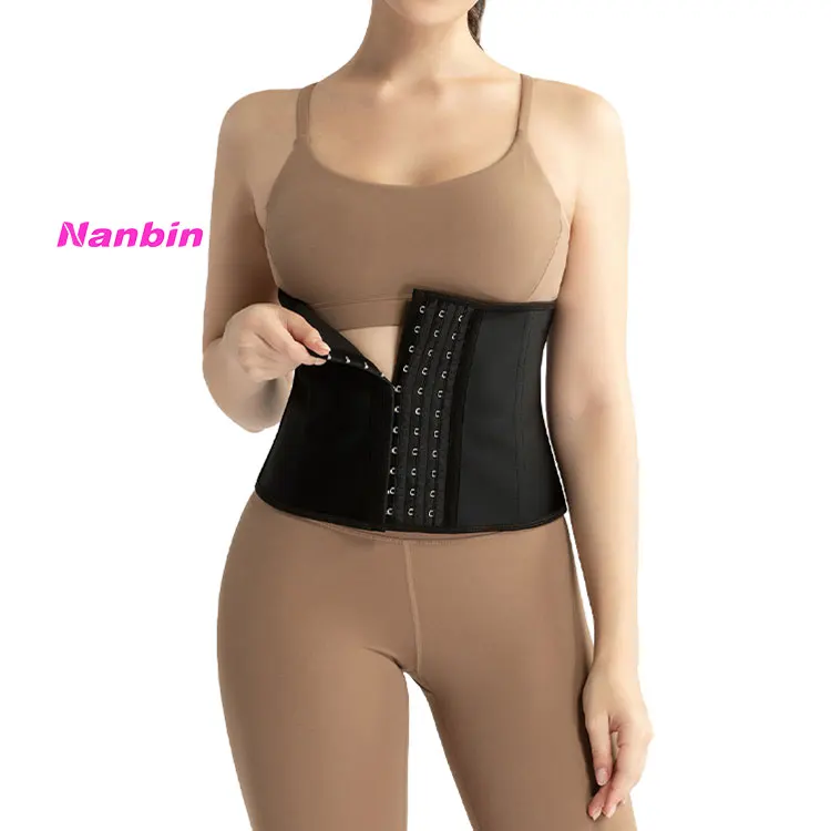 

NANBIN Wholesale 9 inches Short Torso Korset Steel Bones Latex Waist Trainer Woman Entrenador De Cintura Shapewear