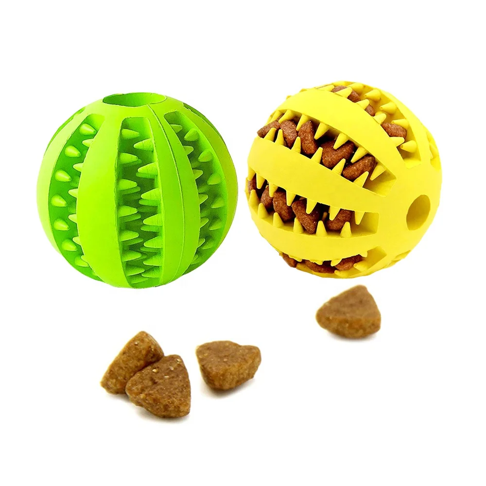 

Durable Natural Rubber Non Toxic Bite Resistant Pet Food Treat Feeder Ball Chew Tooth Cleaning Ball Toys