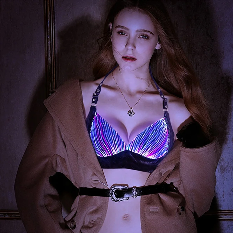 

Newest design Automatic Change Color Safe Led Glow in the Dark Dancewear Rave Clothes for Party Festival