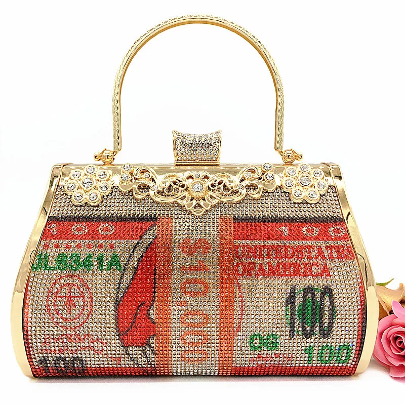 

Fashion Money Luxury Rhinestone Diamond Clutch Bag for Women Ladies Evening Party apanese clutch bag resin clutch bags, Black