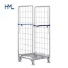2 sided transport insulated demountable galvanized foldable mild steel wire mesh storage pallet roll container
