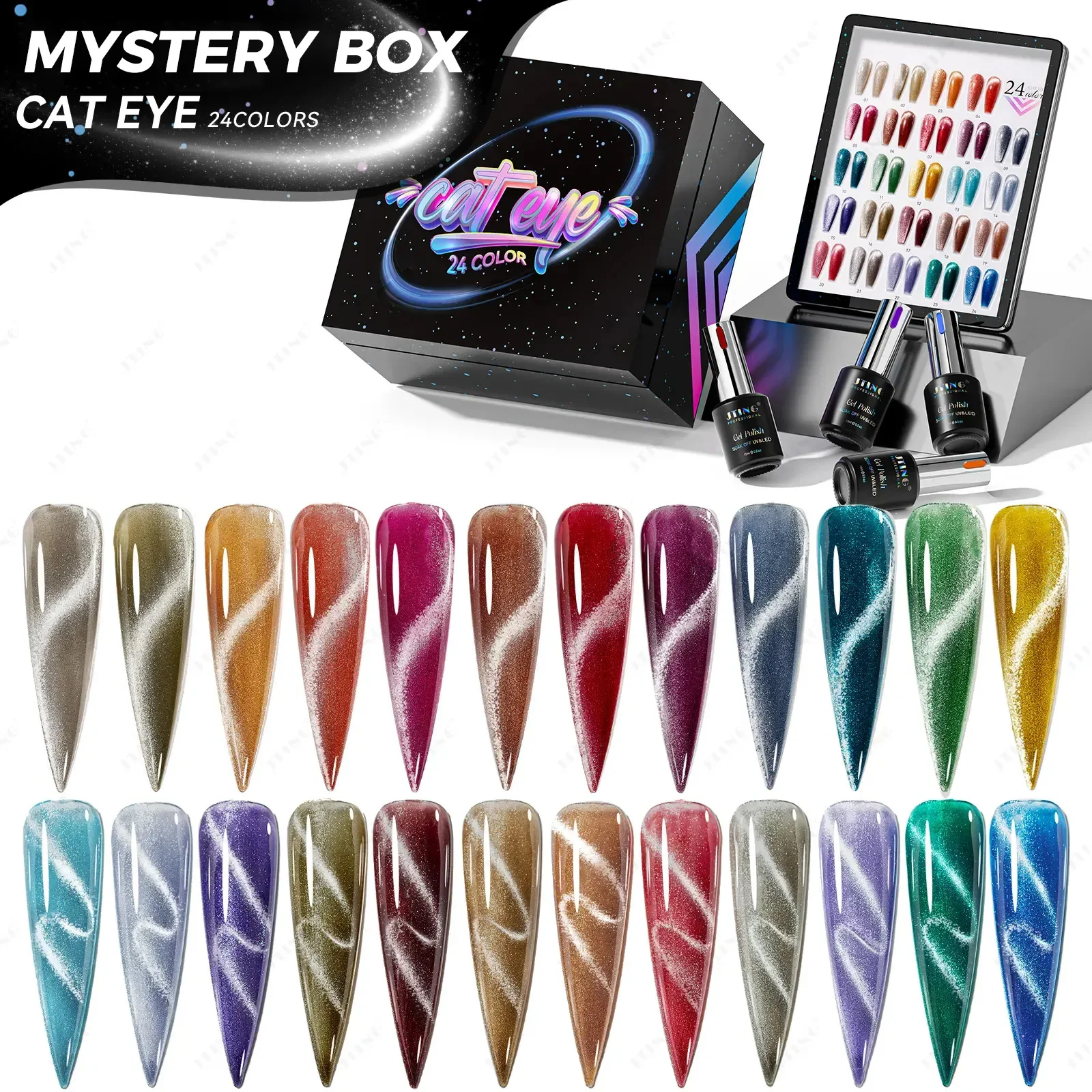 JTING Big Surprise Mystery Box 24colors Cat Eye Gel Polish Collection Random Shipment Quality Magnet Cat Eye Gel Nail Polish