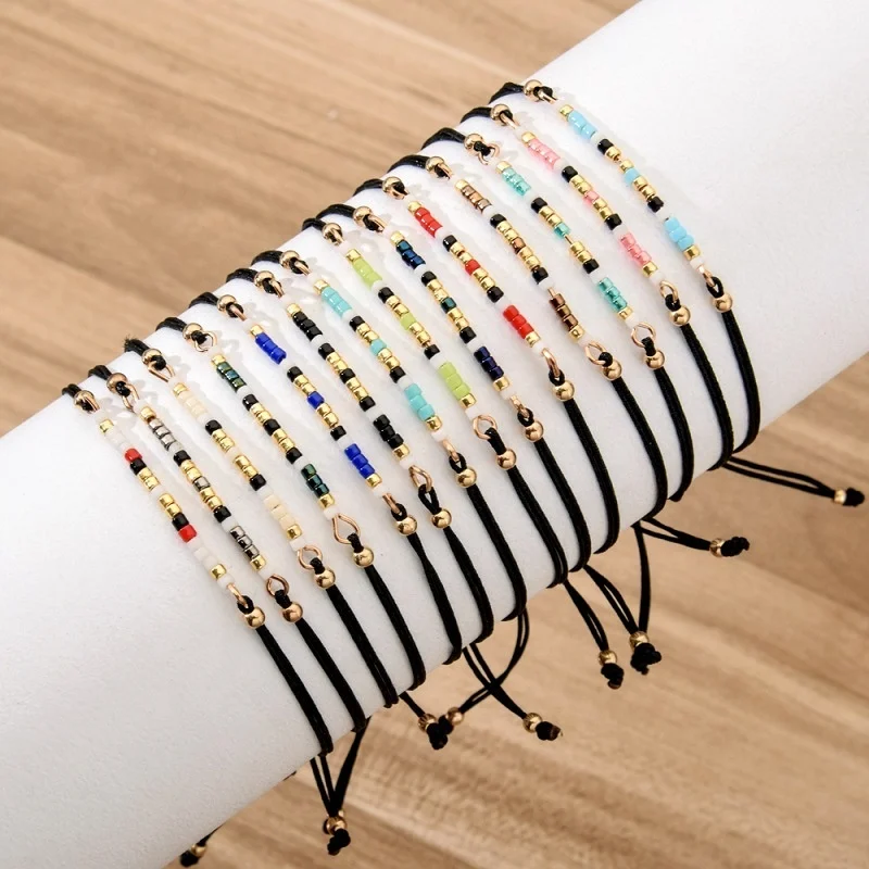 

Fashion boho jewelry for women colorful miyuki seed bead woven bracelet simple new trendy stackable pull adjustable bracelets