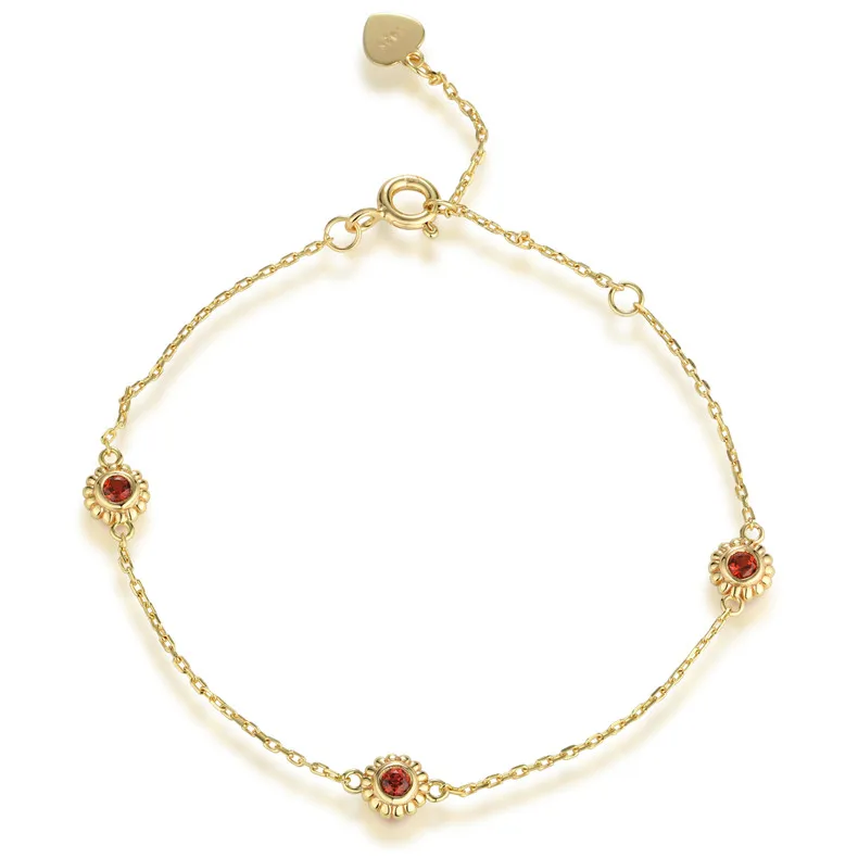 

Three stone quartz topaz garnet adjustable bracelet fashion style S925 jewelry chain bracelets