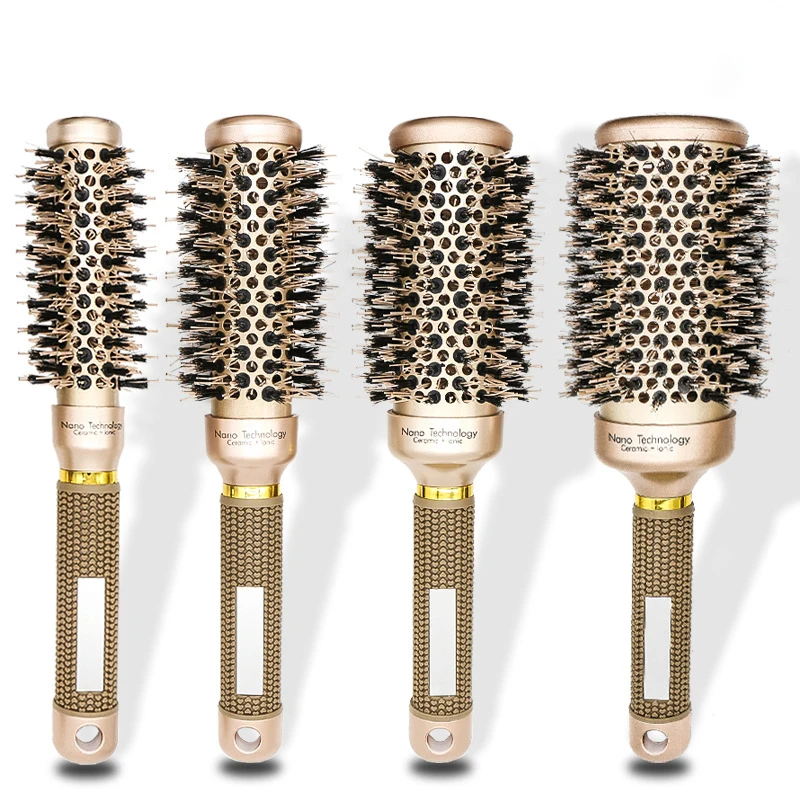 

4 Sizes Hair Beauty Styling Tool Boar Bristle Roller Comb Nylon Aluminium Tube Ceramic Hair Brush